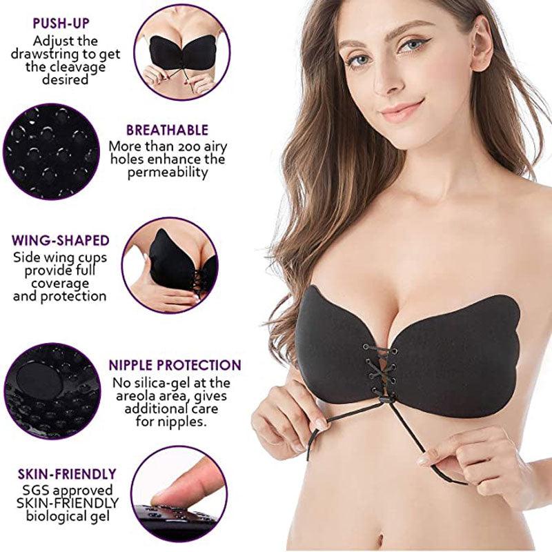 Boost Black Winged Stick On Strapless Backless Push Up Bra – Pink